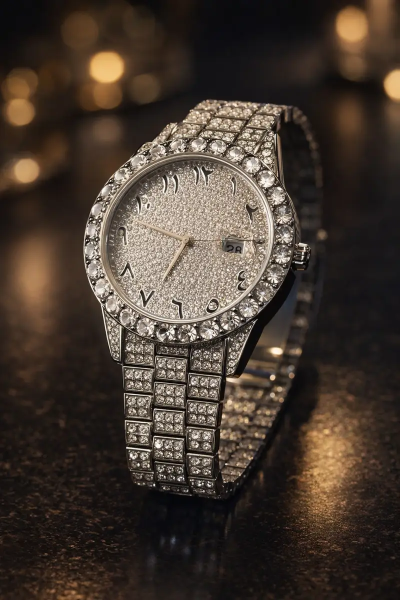 Khrist Silver Analog Stone Studded Watches for Women - Image 6 in Pune